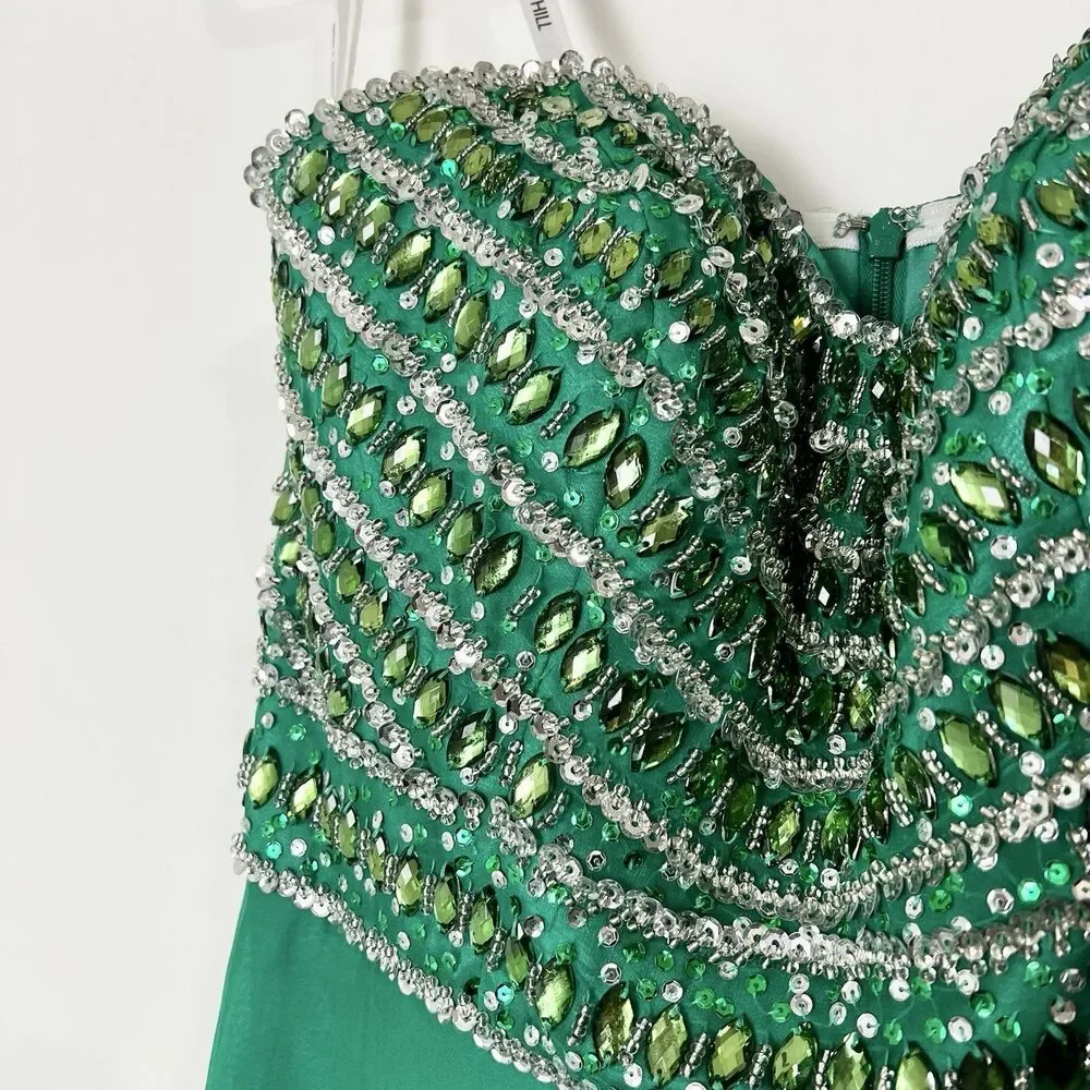 Sherri Hill Formal Dress #8546 Mardi Gras Strapless Emerald Green NWT Women’s 8 - Picture 4 of 14